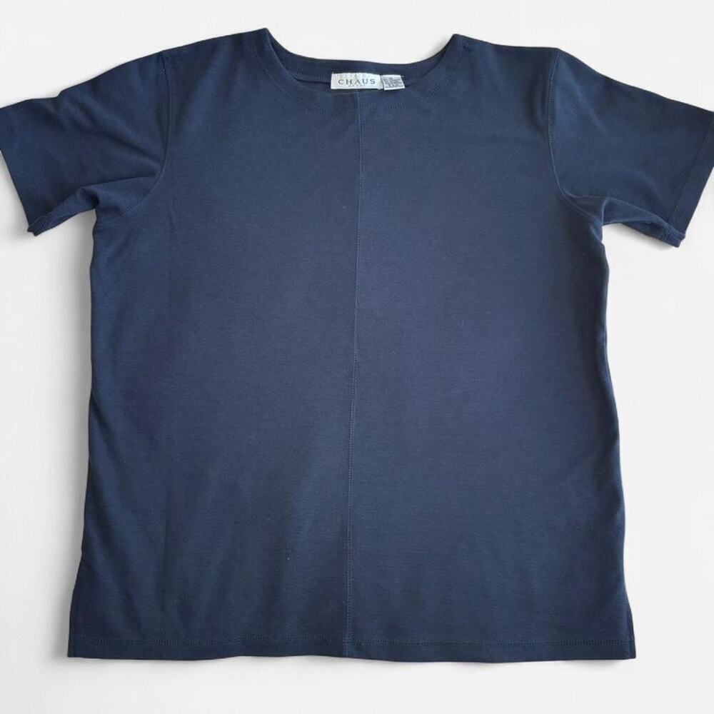 CHAUS SPORT Women XL Short Sleeve T-Shirt Crew Neck Blue